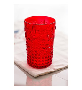 Akrilik Kırmızı Tekli Kısa Bardak & Su Meşrubat Kahve Yanı Bardağı 400 ml ( Cam Değildir )