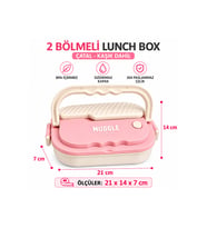 2 Bölmeli Çelik Lunch Box Beslenme Kabı Çatal Kaşık Dahil Sızdırmaz Kapaklı 304 Paslanmaz Çelik