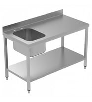 Electrolux Professional Özel Şef Çalışma Tezgahı, Tek Evyeli (solda), 100 Mm Sırtlı, Taban Raflı - 1400 Mm, Plus LSGTL1410S