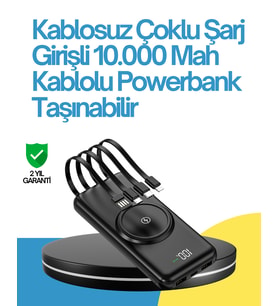 10000Mah Kablosuz Hızlı Şarj Destekli – Taşınabilir Şarj Gücü