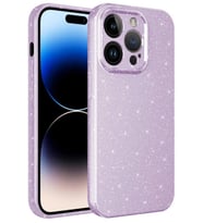 iPhone 14 Pro Max Kılıf Kamera Korumalı Simli Parıltılı Lüks (Lila)