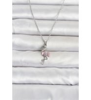 316L Çelik Zincir Gümüş Renk Flamingo Model Kadın Kolye TJ-BKO11107