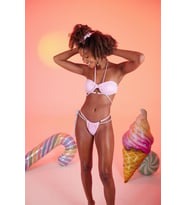 Özel Yapım Parlak Kumaşlı Premium Mia Bikini Altı Pembe