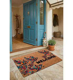 Valerine Life Kapı Önü Paspası 45x70cm Kaymaz Taban Dekoratif iç Dış Mekan Damla Desenli Kuşlar