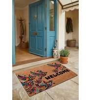 Valerine Life Kapı Önü Paspası 45x70cm Kaymaz Taban Dekoratif iç Dış Mekan Damla Desenli Kuşlar