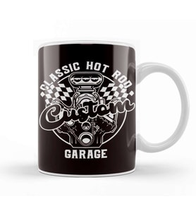 Classic Hot Rod Garage Old Retro American Automobile Hotrod Kupa Bardak Porselen