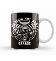 Classic Hot Rod Garage Old Retro American Automobile Hotrod Kupa Bardak Porselen