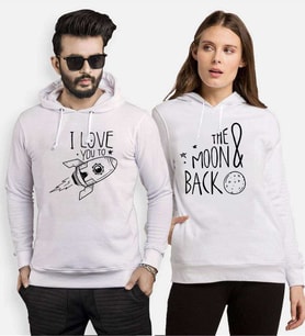 Tshirthane I Love You To The Moon Back Sevgili Kombinleri Kapüşonlu Kombini (Tek Ürün Fiyatıdır.)