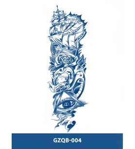 GZQB-004 YARI KALICI GEMİ VE GÖZ DESEN KOL DÖVMESİ-TATTO