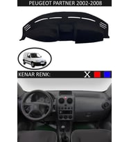 Peugeot Partner 2002-2008 Için Uygun Torpido Koruma Halısı Siyah Kenar Renk Siyah