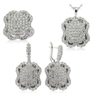 Gümüş Beyaz Taşlı Bayan Set