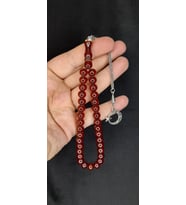 ÇUBUK KEHRİBAR TESBİH KAHVERENGİ RENK KÜRE KESİM T-388 (Çok Renkli)