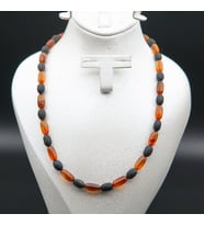 Oltu Taşı ve Kehribar Kolye sk000145 (Çok Renkli)