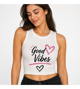 OveSıfır Kol Fitilli Crop Bluz-istenilen baskıyla