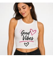 OveSıfır Kol Fitilli Crop Bluz-istenilen baskıyla