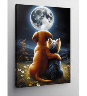 Kanvas Tablo Ayı Seyreden Köpekler