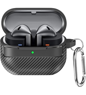 Samsung Galaxy Buds 3 Pro, Buds 3 ve Buds 3 FE ile Uyumlu Mat Karbon Fiber Dokulu Darbelere Dayanıklı Premium Silikon Kılıf (Galaxy Buds 3 Pro/3/3 FE)