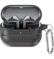 Samsung Galaxy Buds 3 Pro, Buds 3 ve Buds 3 FE ile Uyumlu Mat Karbon Fiber Dokulu Darbelere Dayanıklı Premium Silikon Kılıf (Galaxy Buds 3 Pro/3/3 FE)
