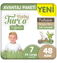 Baby Turco Doğadan 7 Beden Bebek Bezi Avantaj Paketi Pofuduk 48 Adet
