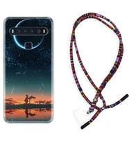 TCL 10L 10 Plus 10SE 20E 20SE 30 L7 Kılıf Boyun Asklı Rasta Silikon Ay ve Kız 1720