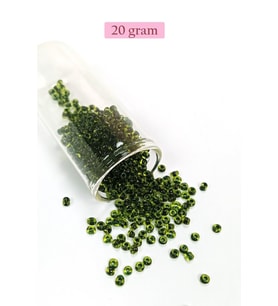 Dökme Cam Kum Boncuk (8/0) 3 mm - 20 Gram - Şeffaf Yeşil Siyah - BNC179