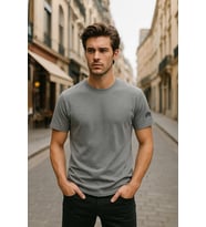 Erkek Bisiklet Yaka Basic Düz Kısa T-shirt