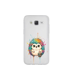 Samsung Galaxy J5 ile Uyumlu Splash Kirpi Tasarımlı Şeffaf Silikon Kılıf