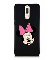 Huawei Mate 10 Lite Soft Premier Kapak Minnie Mouse-C Tasarımlı Silikon Kılıf - Siyah (Şeffaf)