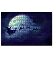 Cakapuzzle Dolunay Bulutlar Geyikler ve Noel Baba  Puzzle Yapboz MDF (Ahşap) (120 Parça)
