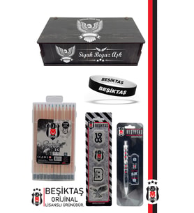Beşiktaş Orijinal Lisanslı Kalem Bileklik Kuru Boya Silgi Hediyelik Set (Siyah)