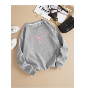 Unisex I'm Literally Just a Girl Baskılı Oversize Sweatshirt (Gri)