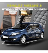Renault Megane 3 Antrasit Renk Tay Tüyü Cepli & Terletmez Sırtlı Oto Koltuk Minder Seti - Koltuk Koruma Kılıfı (ÖN & ARKA TAM SET)