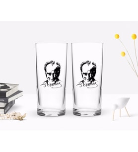 BK Home Renkli Baskılı Atatürk Temalı İkili Rakı Bardağı Seti-13 (Beyaz)