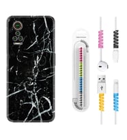 General Mobile GM 21 Pro GM 22 Pro Plus Kılıf Kablo Koruma Spiral Silikon Black Marble 3 1382