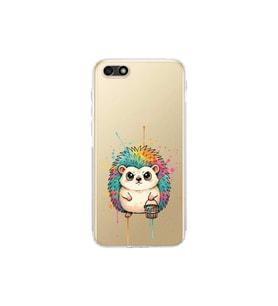 Huawei Y5 2018 ile Uyumlu Splash Kirpi Tasarımlı Şeffaf Silikon Kılıf
