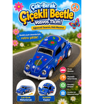 Çek Bırak Metal Vosvos Oyuncak Araba 11 cm - Klasik Çiçekli Retro Tasarım Açılabilir Kapı 1:38
