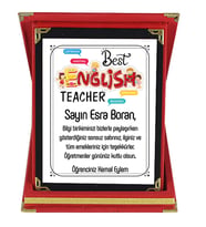 İngilizce Öğretmenine Hediye İsim Baskılı Plaket - Öğretmenler Günü Hediyesi (Kırmızı)