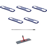 Orlon Mavi Statik Toz Mop Takımı Seti - 50 Cm. - 5 Adet Mop + Mop Tutucu + Sap - 1 Takım