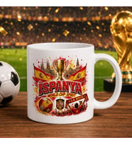 BK Gift İspanya Taraftar Temalı Dünya Futbol Kupası Tasarımlı Beyaz Kupa Bardak