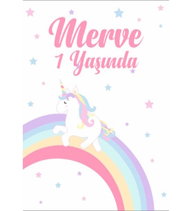 Unicorn Temalı Doğum Günü Afişi 50x70 cm