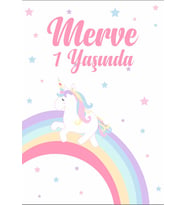 Unicorn Temalı Doğum Günü Afişi 50x70 cm