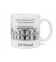 İsimli Mimar Kupası Bina Cephesi Desenli Mimarlık Hediye Kupa Bardak