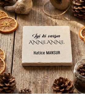 Kişiye Özel Anneanneye Hediye Bardak Altlığı Anneler Günü Hediyesi (Krem)