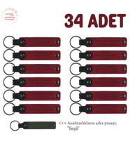 Şirket İçi Çalışanlarına, 34'lü Set, Kişiye Özgü İsim Yazılı Deri Anahtarlık, Kırmızı & Yeşil