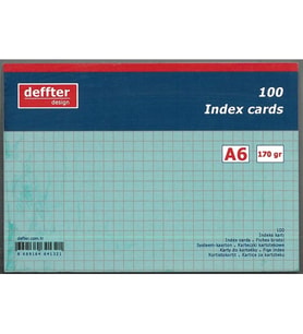 DEFFTER INDEX KARTI A6 MAVİ KARELİ