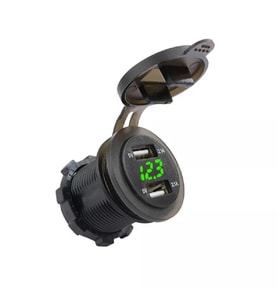 Voltmetreli USB Portu 4.2A 12V 24V Yeşil Led Işıklı