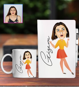 Kişiye Özel Karikatür Tasarım Defter Kalem Kupa Hediye Seti 96228