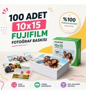 100 adet 10x15 fotoğraf baskısı+Müzikli Dönen Küp Fotoğraf Çerçevesi - 10x10 cm