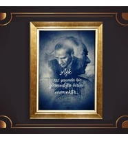Özel Seri Paspartulu Çerçeveli Atatürk Tablo l71 (Gold)