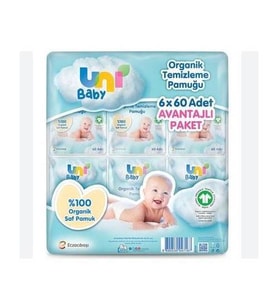 Uni Baby Bebek Temizleme Pamuğu 60 Lı- 6 adet